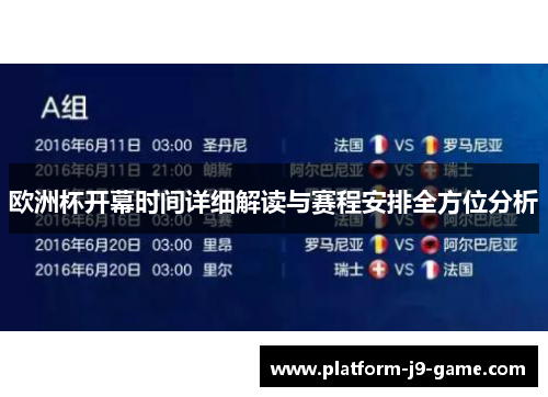 欧洲杯开幕时间详细解读与赛程安排全方位分析 欧洲杯开幕时间详细解读与赛程安排全方位分析